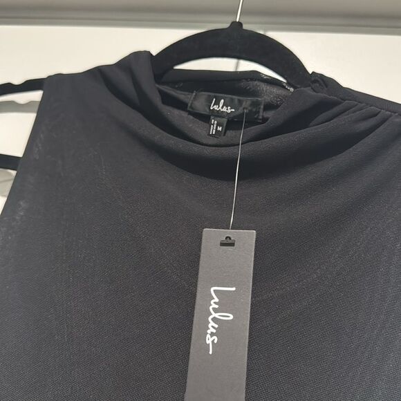 NWT Lulus black mesh mock neck dress. Sz M - Picture 6 of 6